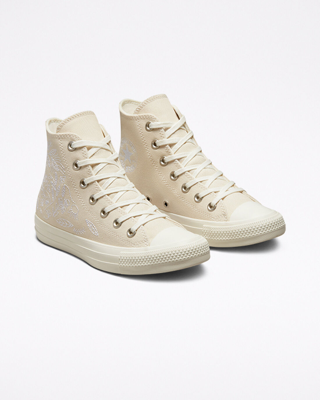 Converse Chuck Taylor All Star Embroidered Floral Höga Sneakers Dam Beige | Sverige-63085