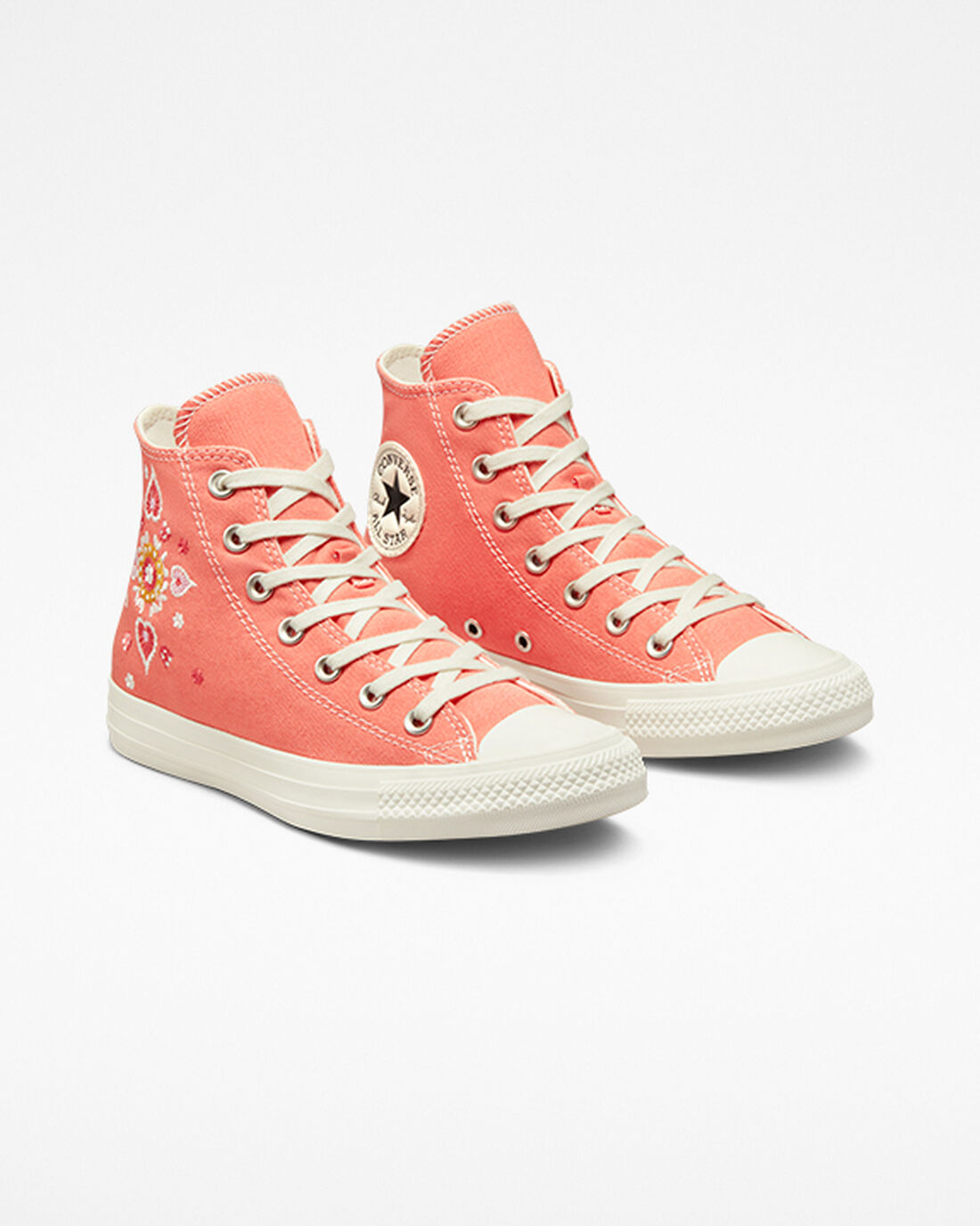 Converse Chuck Taylor All Star Floral Embroidery Höga Sneakers Dam Orange/Svarta | Sverige-85627