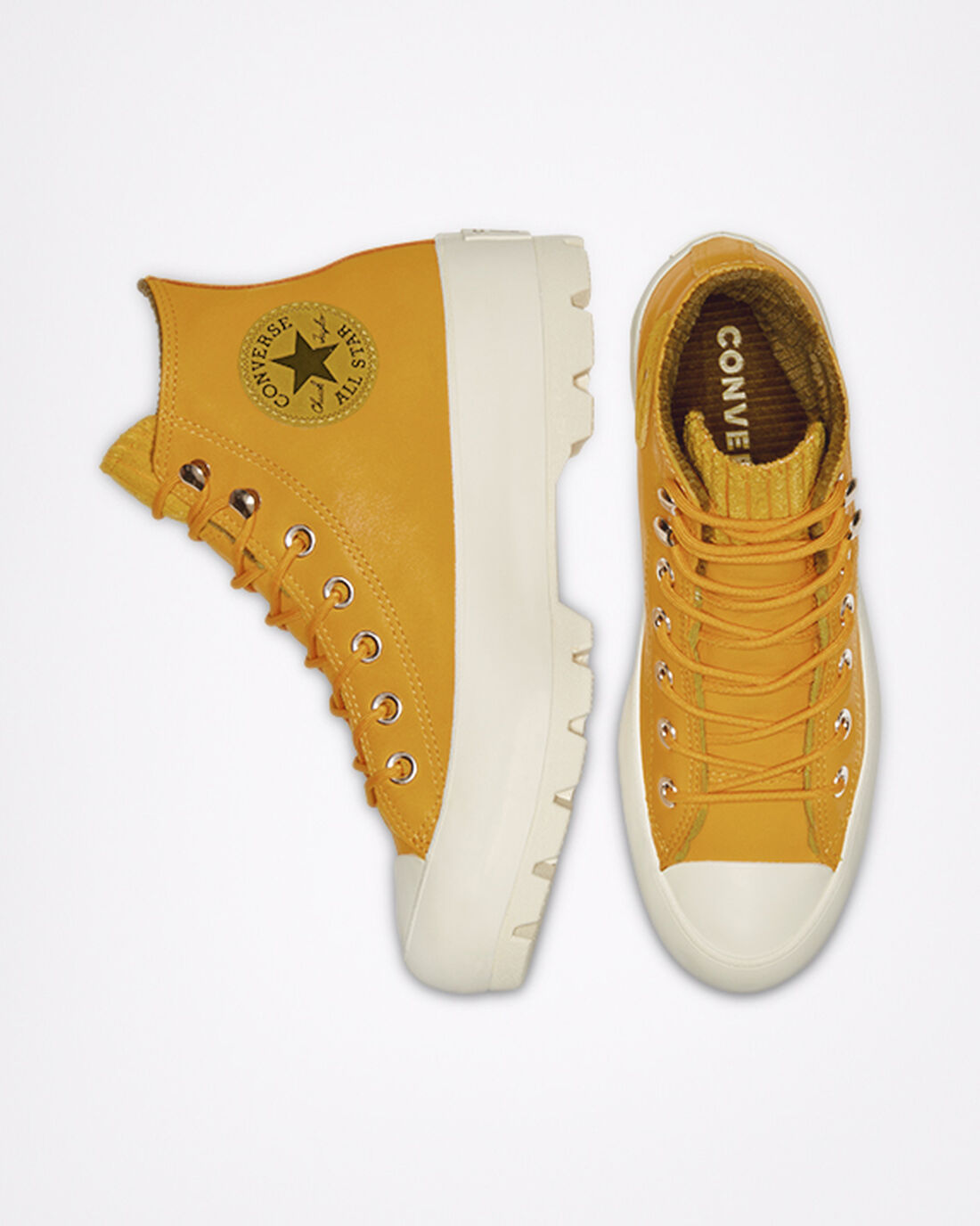 Converse Chuck Taylor All Star GORE-TEX Lugged Waterproof Leather Höga Sneakers Dam Guld/Olivgröna | Sverige-24687