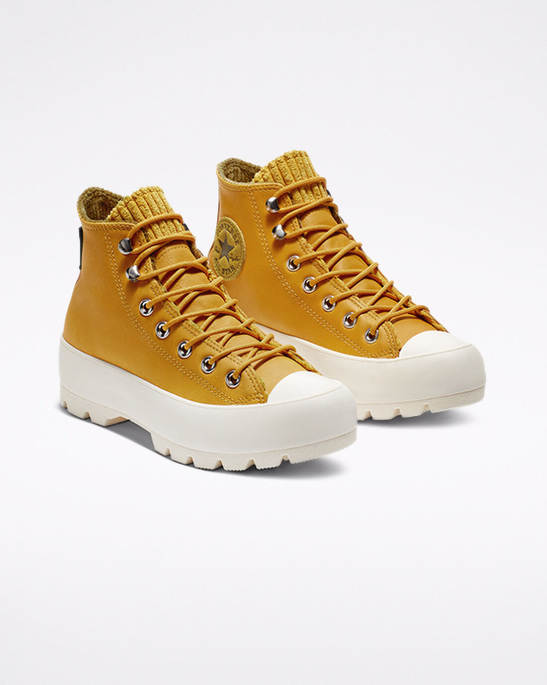 Converse Chuck Taylor All Star GORE-TEX Lugged Waterproof Leather Höga Sneakers Dam Guld/Olivgröna | Sverige-24687