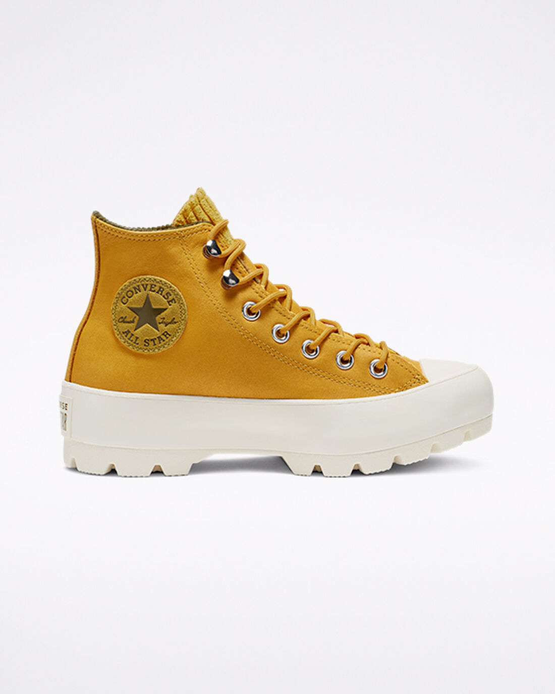 Converse Chuck Taylor All Star GORE-TEX Lugged Waterproof Leather Höga Sneakers Dam Guld/Olivgröna | Sverige-24687