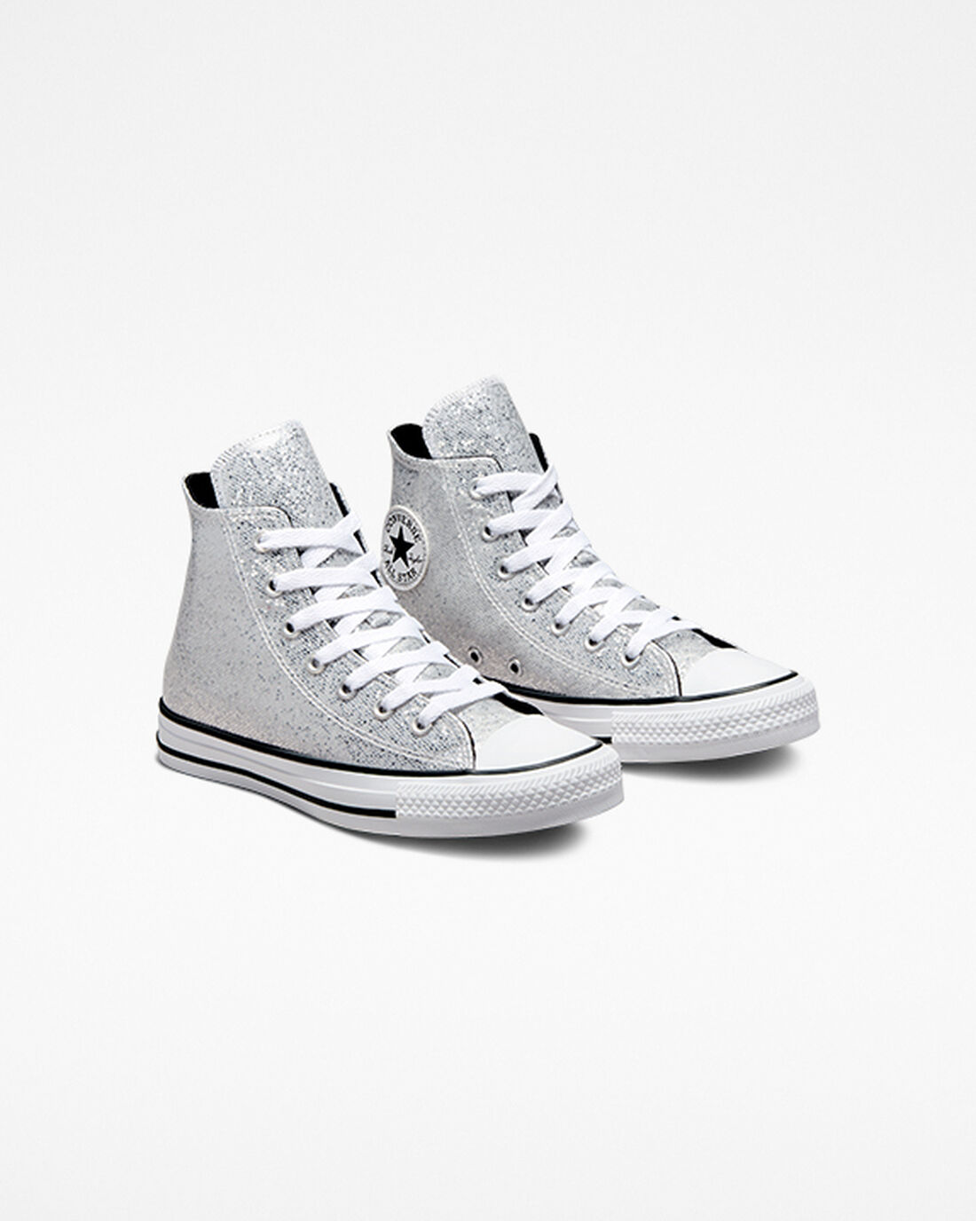 Converse Chuck Taylor All Star Glitter Höga Sneakers Tjej Silver/Grå/Svarta | Sverige-53714