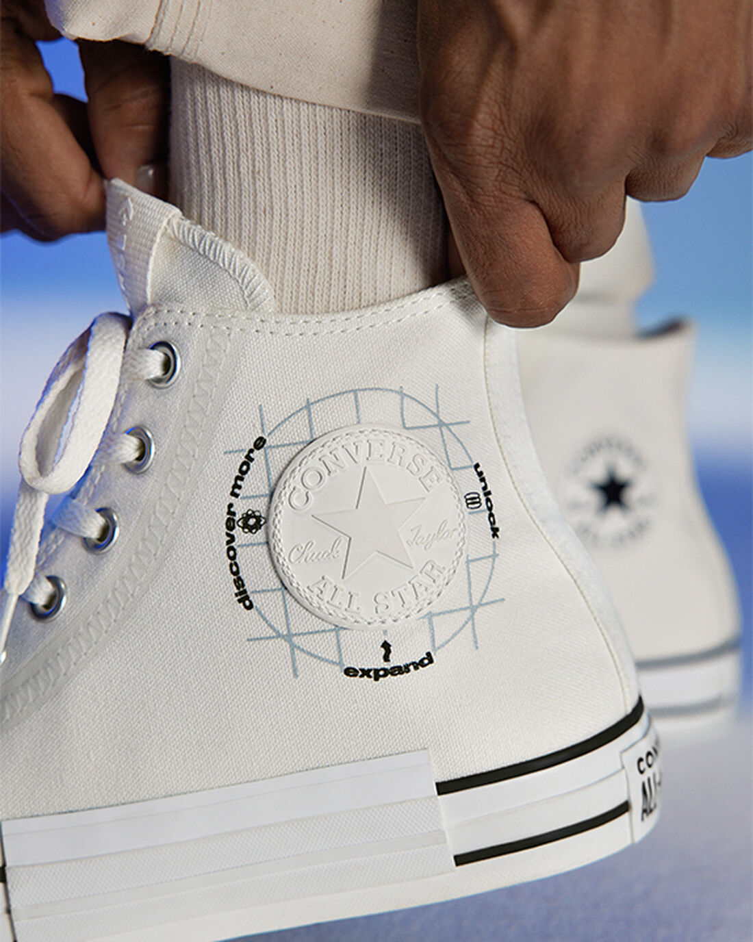 Converse Chuck Taylor All Star Grid Logo Höga Sneakers Herr Vita | Sverige-81035