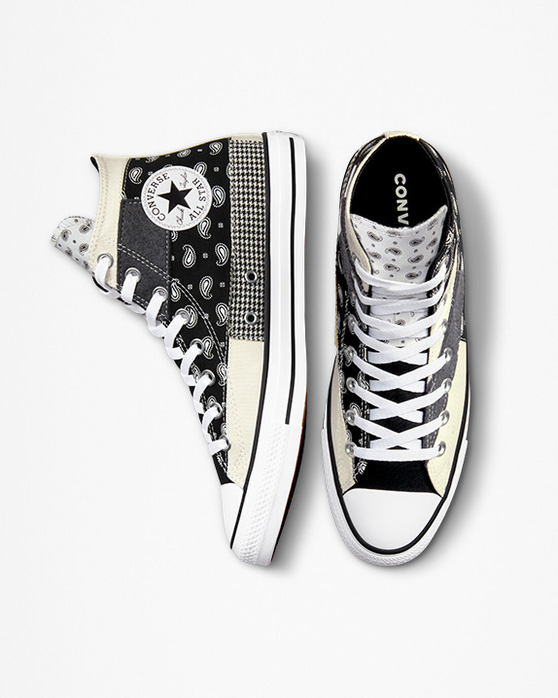 Converse Chuck Taylor All Star Hacked Patterns Höga Sneakers Dam Beige/Svarta/Vita | Sverige-75409