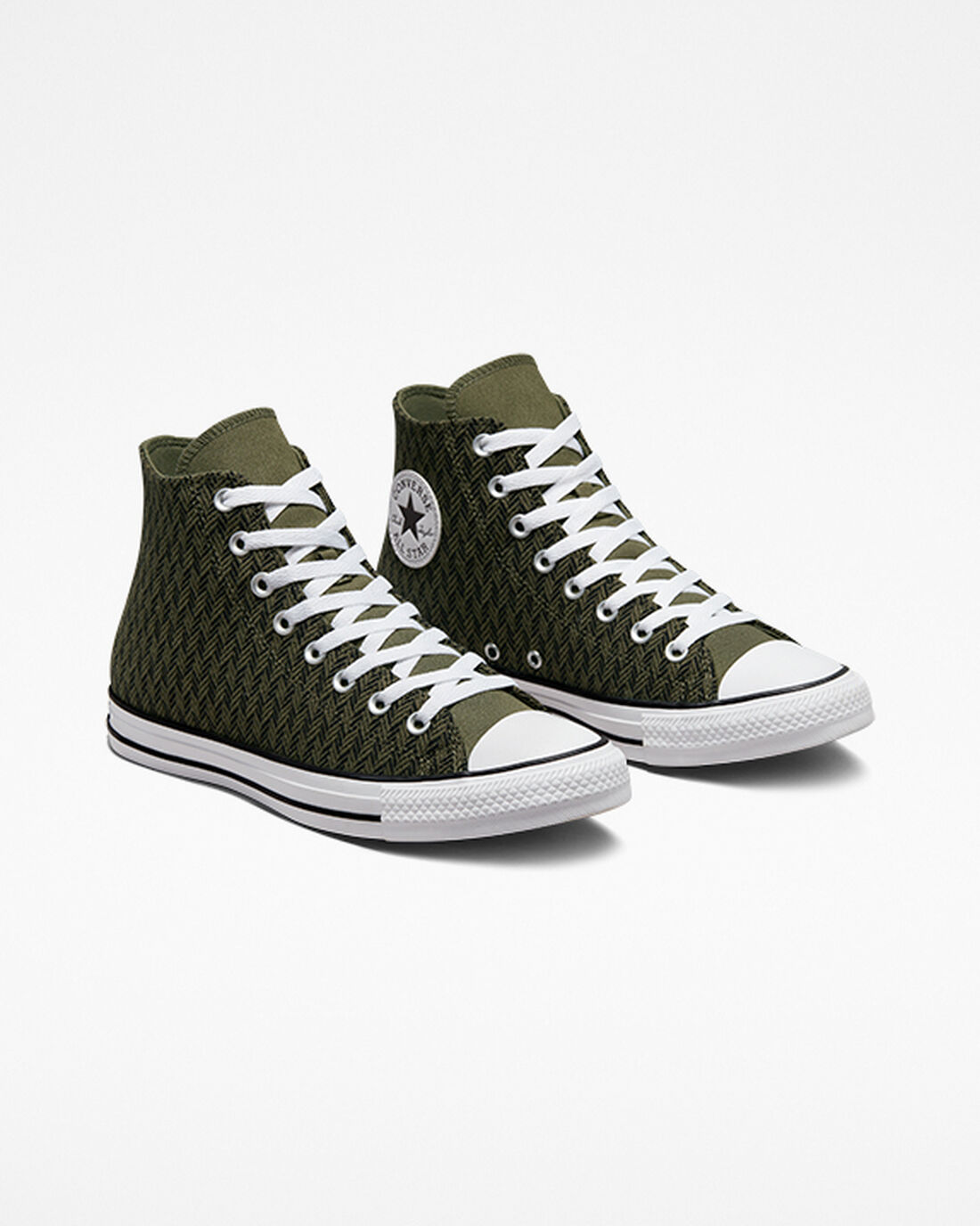 Converse Chuck Taylor All Star Herringbone Höga Sneakers Herr Olivgröna/Svarta/Vita | Sverige-30561