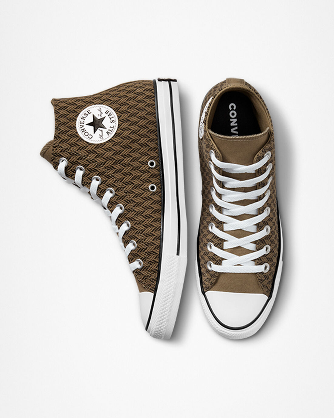 Converse Chuck Taylor All Star Herringbone Höga Sneakers Herr Bruna/Vita | Sverige-60793