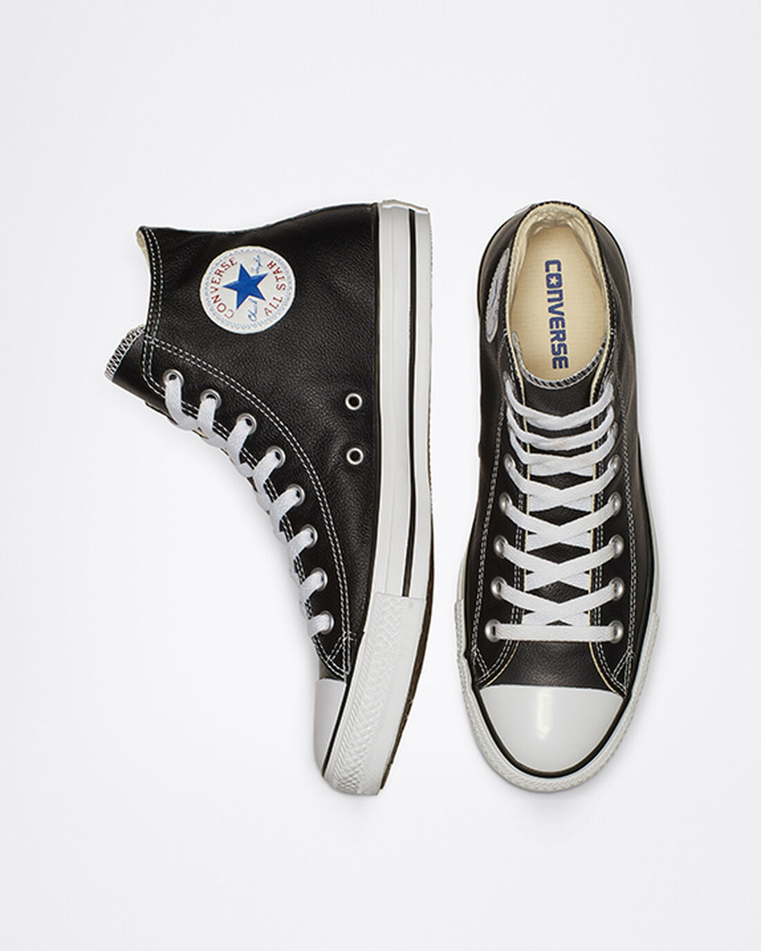 Converse Chuck Taylor All Star Leather Höga Sneakers Dam Svarta | Sverige-36241