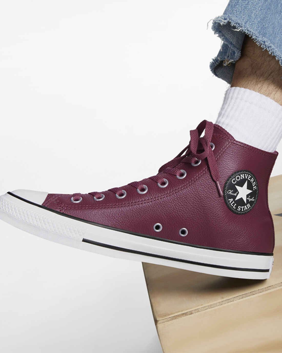 Converse Chuck Taylor All Star Leather Höga Sneakers Herr Rosa | Sverige-43805