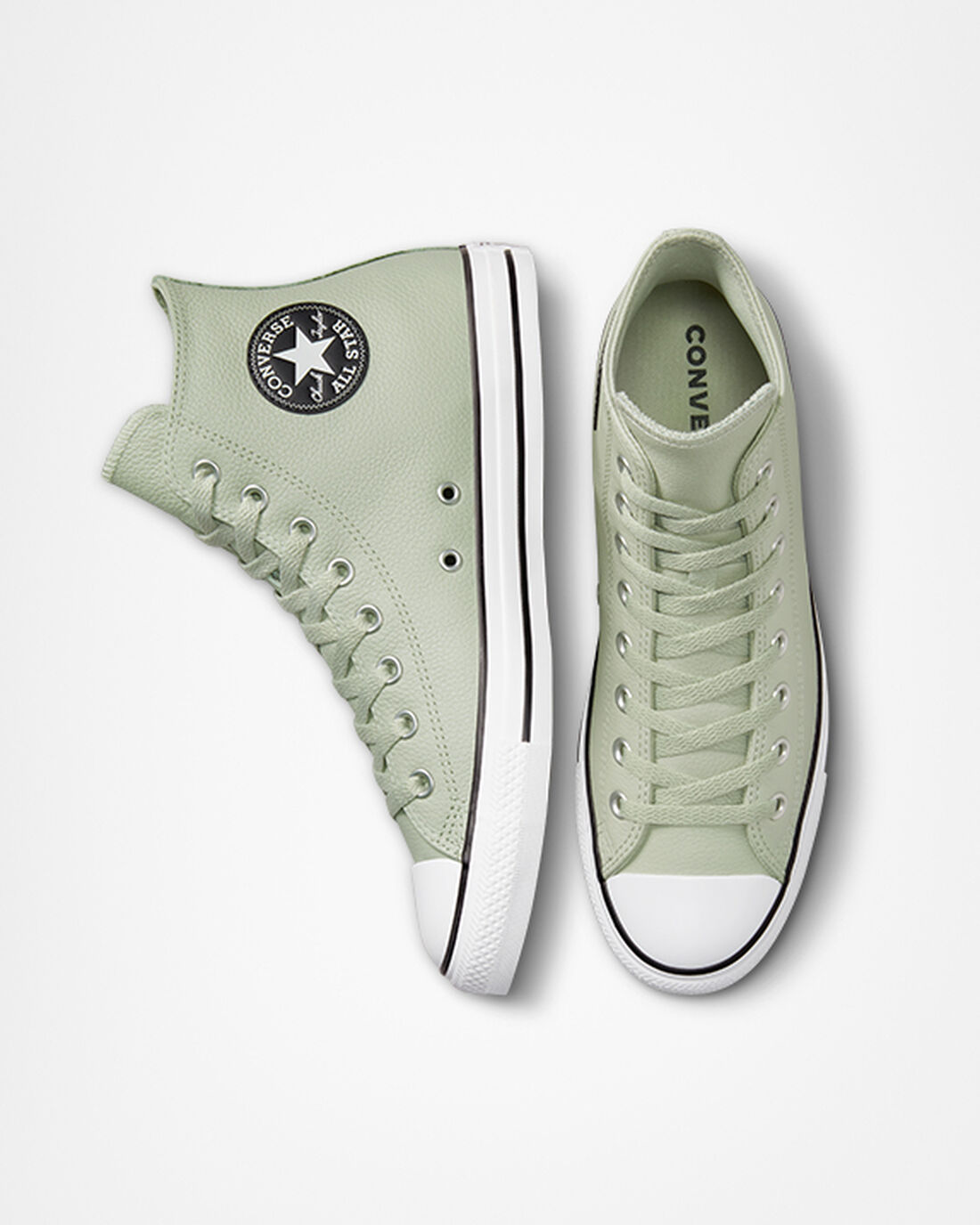 Converse Chuck Taylor All Star Leather Höga Sneakers Herr Olivgröna | Sverige-80634