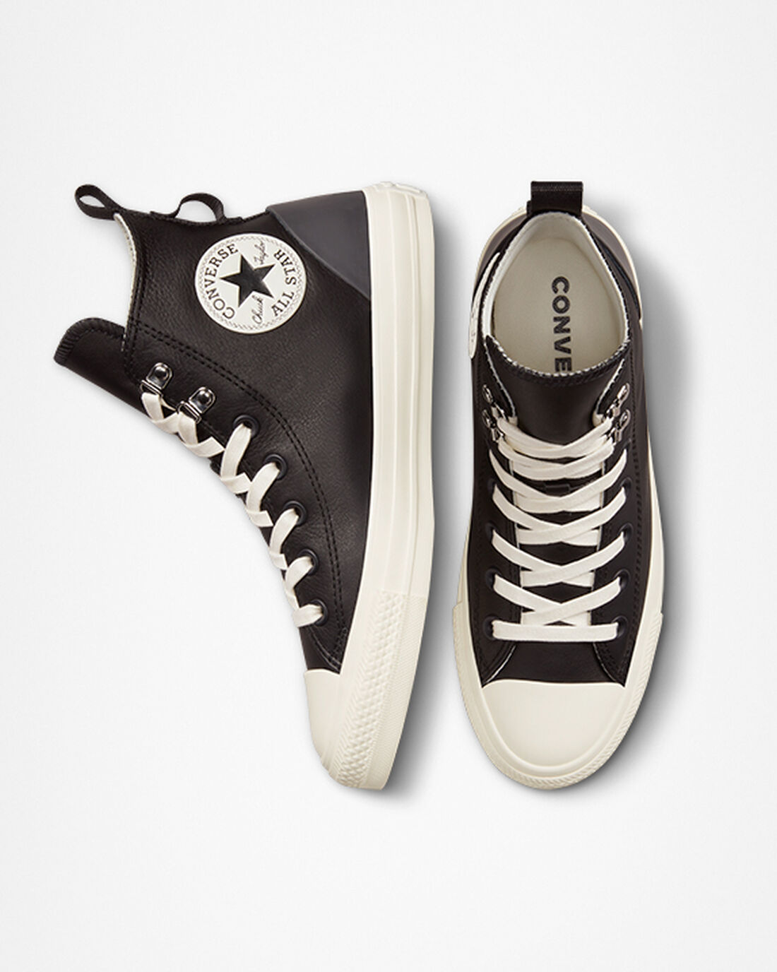 Converse Chuck Taylor All Star Leather Hike Höga Sneakers Dam Svarta | Sverige-90716