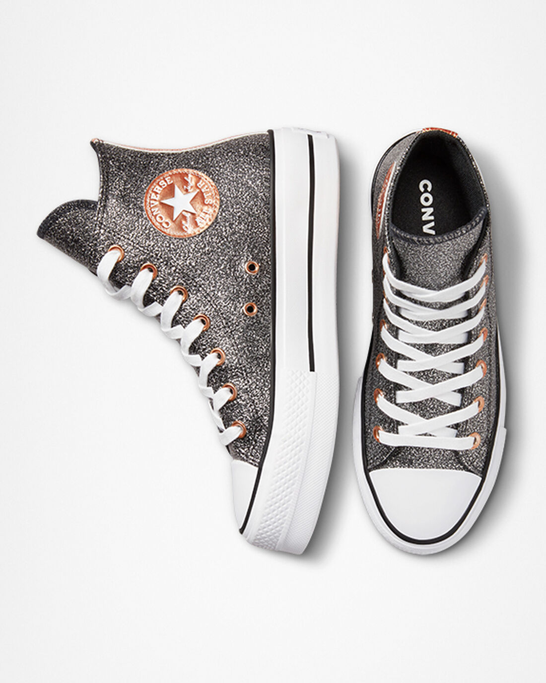 Converse Chuck Taylor All Star Lift Höga Sneakers Dam Svarta/Koppar/Vita | Sverige-30628