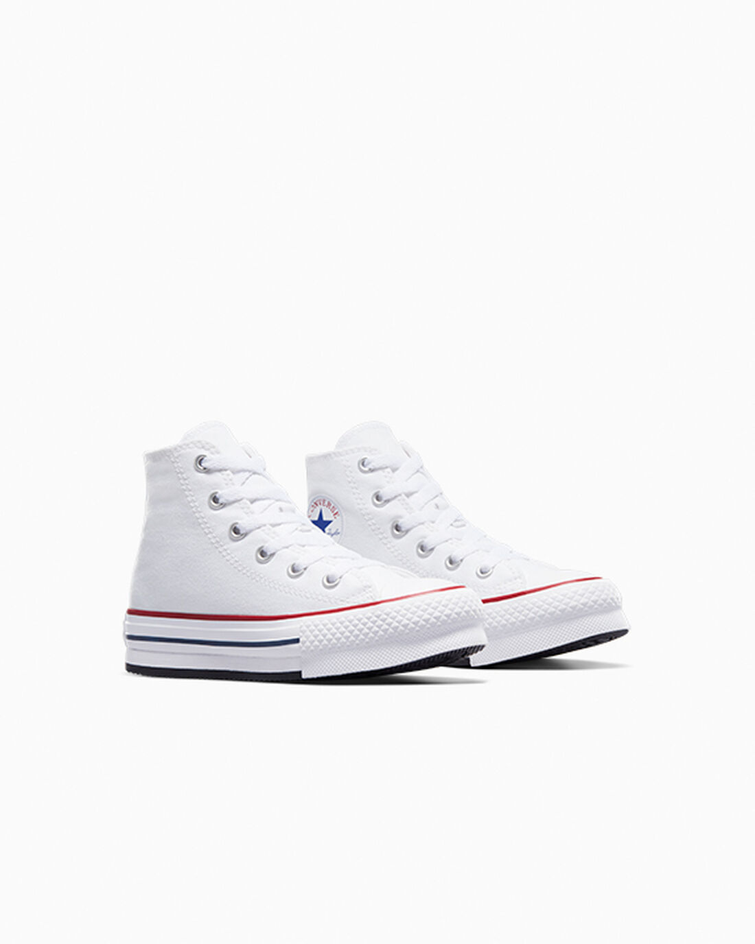 Converse Chuck Taylor All Star Lift Höga Sneakers Tjej Vita/MörkRöda/Marinblå | Sverige-41350