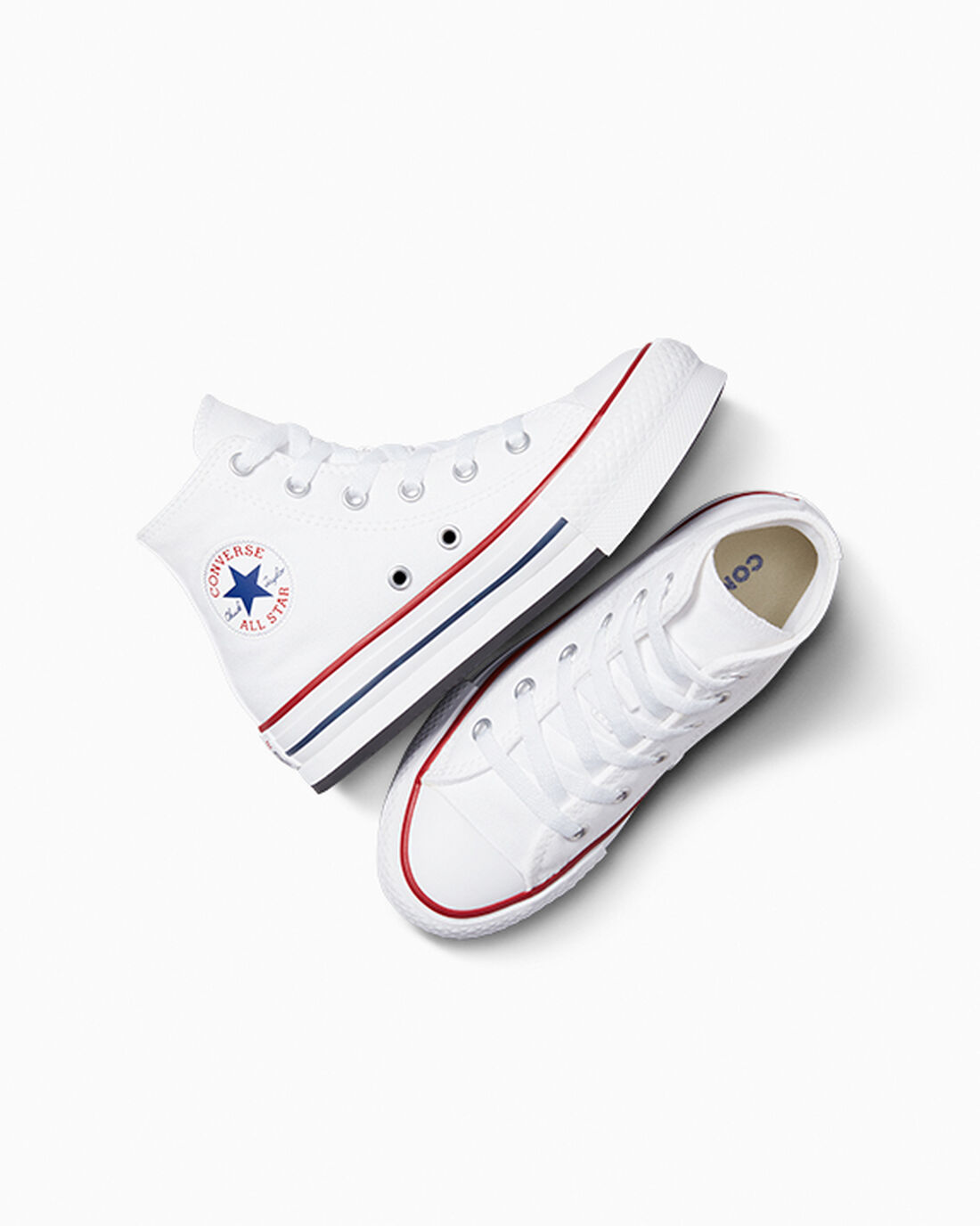 Converse Chuck Taylor All Star Lift Höga Sneakers Tjej Vita/MörkRöda/Marinblå | Sverige-41350