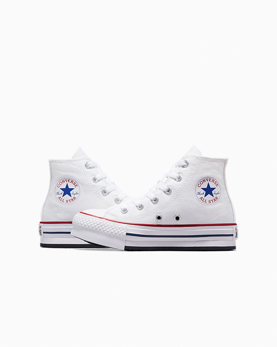 Converse Chuck Taylor All Star Lift Höga Sneakers Tjej Vita/MörkRöda/Marinblå | Sverige-41350