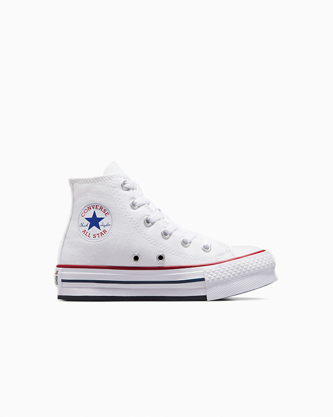 Converse Chuck Taylor All Star Lift Höga Sneakers Tjej Vita/MörkRöda/Marinblå | Sverige-41350