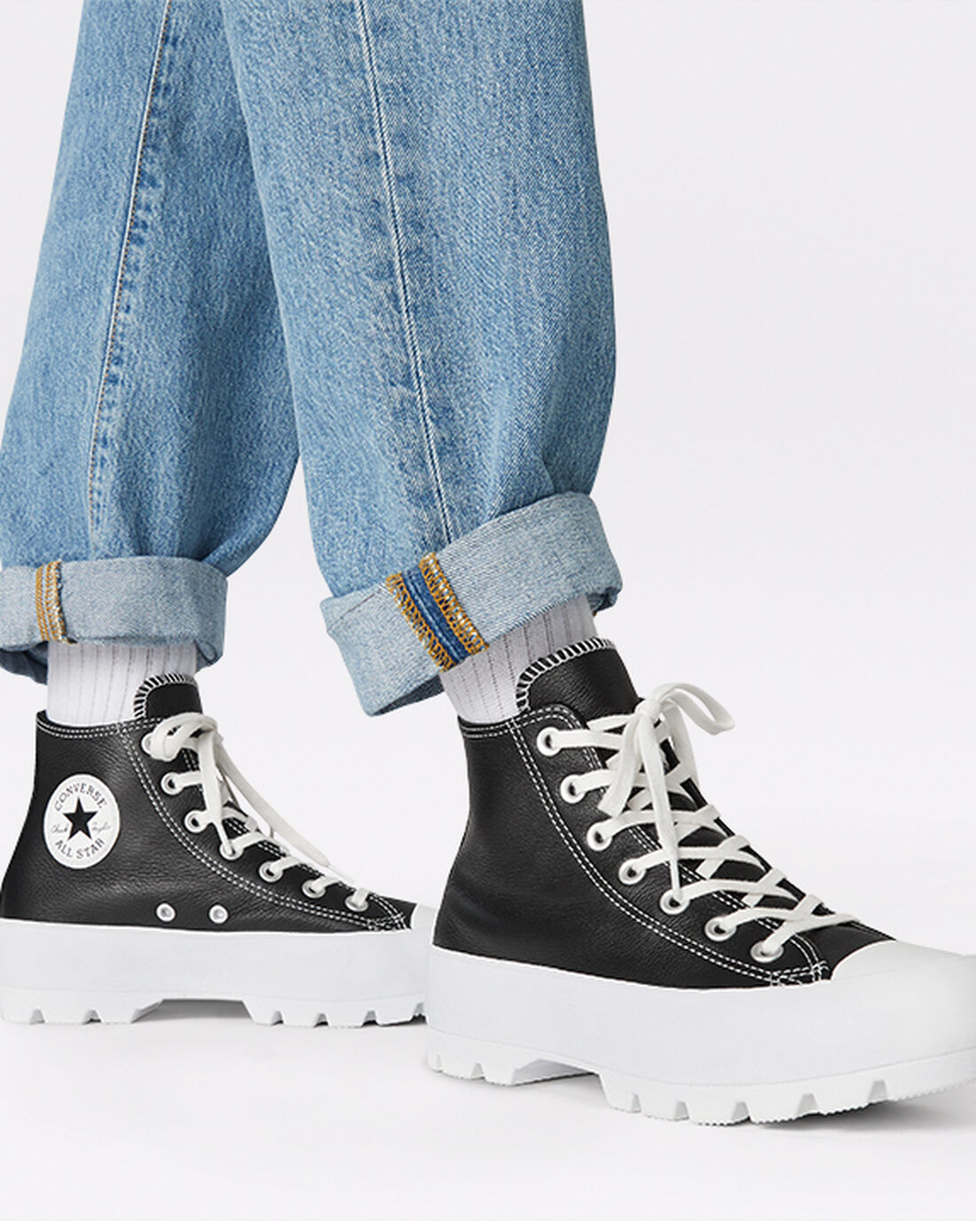 Converse Chuck Taylor All Star Lugged Leather Höga Sneakers Dam Svarta/Vita | Sverige-53089