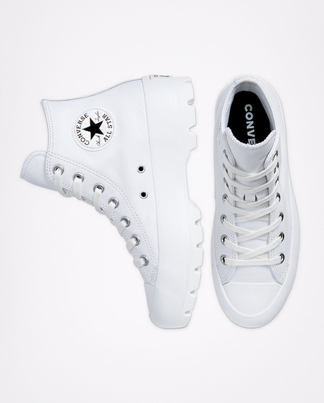 Converse Chuck Taylor All Star Lugged Leather Höga Sneakers Dam Vita/Svarta/Vita | Sverige-91274