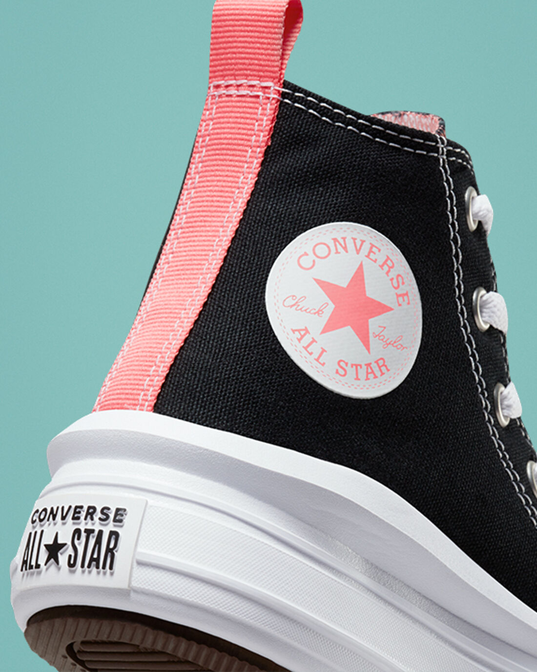 Converse Chuck Taylor All Star Move Höga Sneakers Tjej Svarta/Rosa/Vita | Sverige-24956