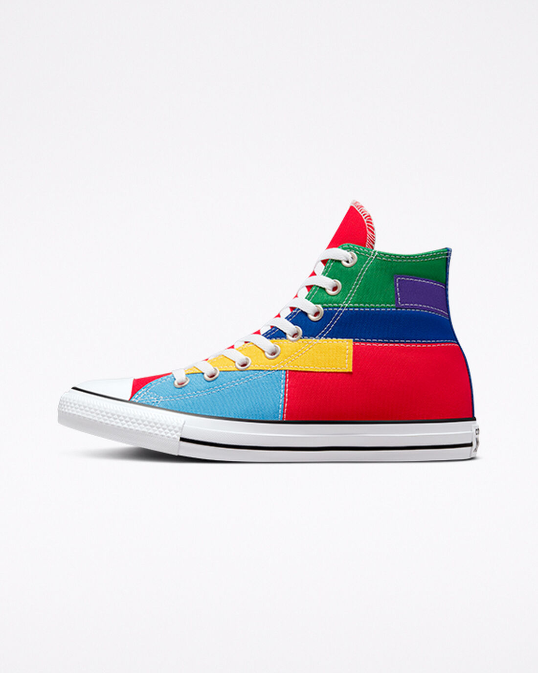 Converse Chuck Taylor All Star Patchwork Höga Sneakers Dam Röda/Blå | Sverige-24189