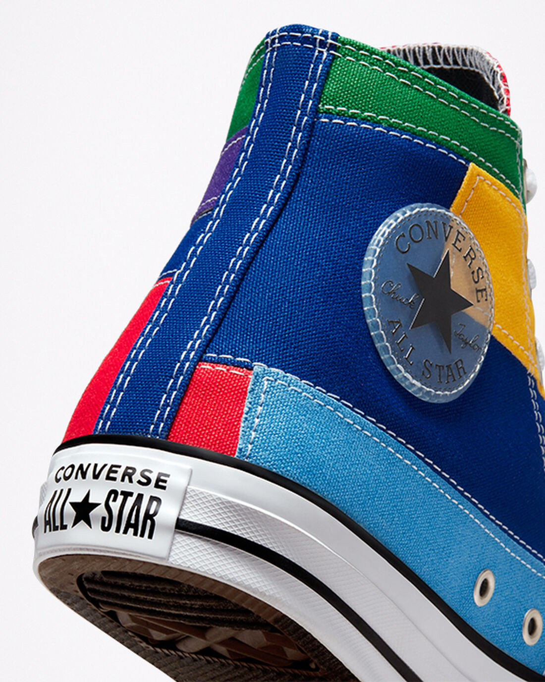 Converse Chuck Taylor All Star Patchwork Höga Sneakers Dam Röda/Blå | Sverige-24189