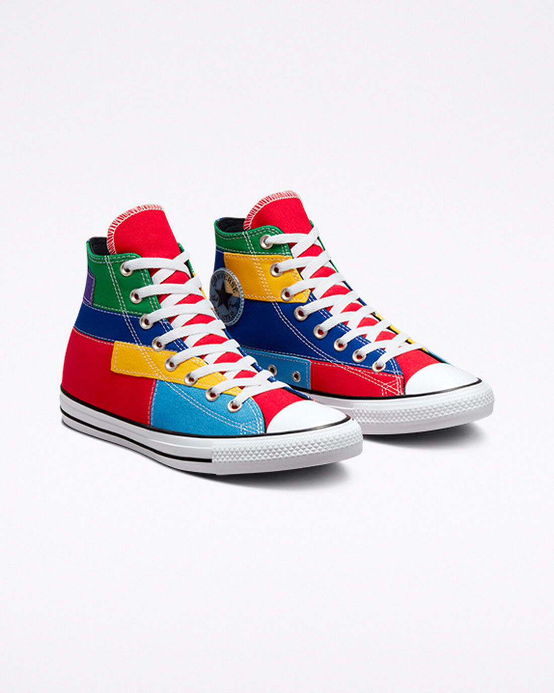 Converse Chuck Taylor All Star Patchwork Höga Sneakers Dam Röda/Blå | Sverige-24189