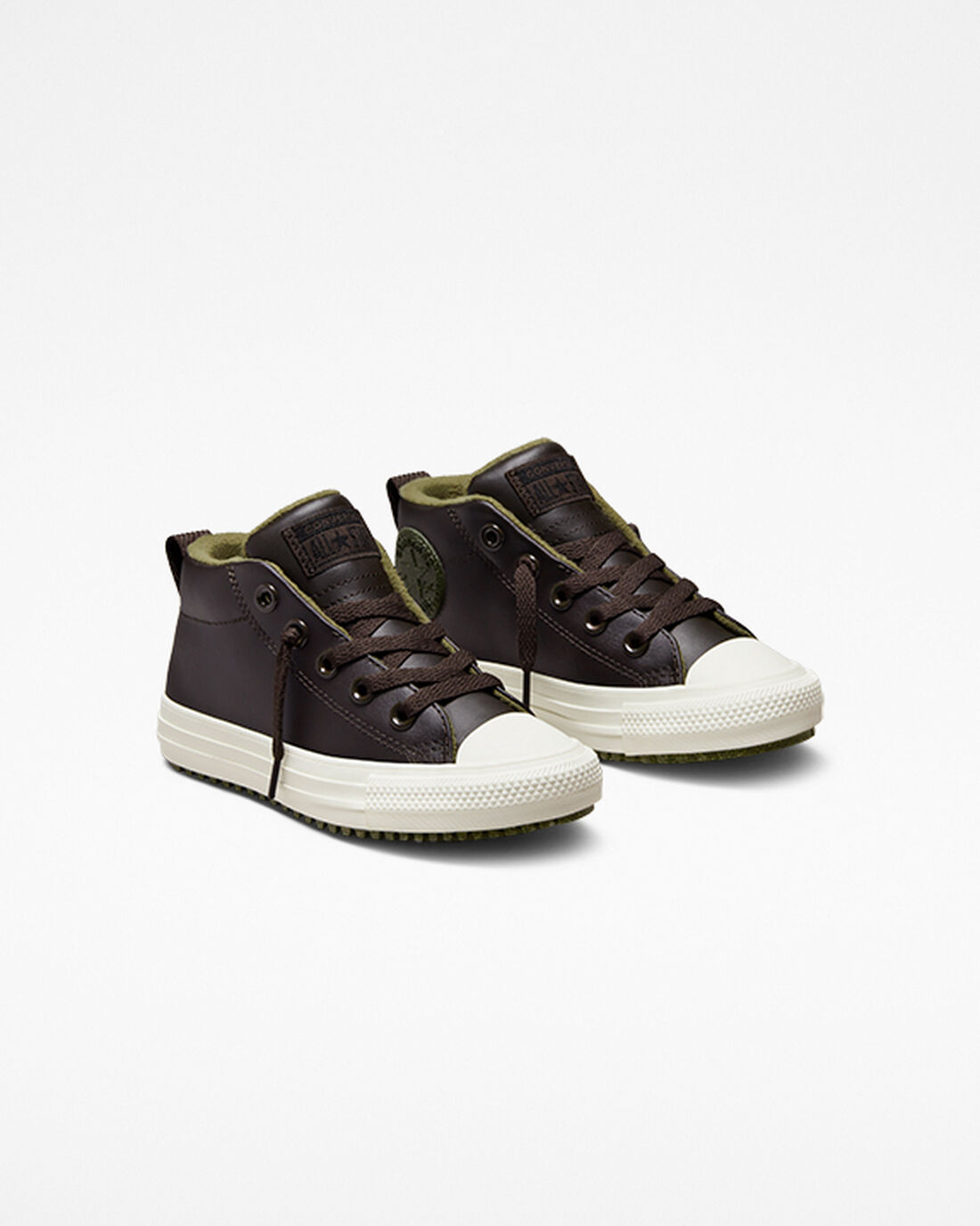 Converse Chuck Taylor All Star Street Boot Leather Höga Sneakers Pojke Bruna | Sverige-69875