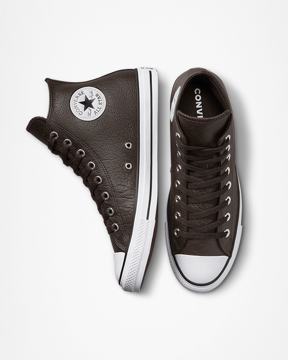 Converse Chuck Taylor All Star Tumbled Leather Höga Sneakers Dam Bruna/Vita/Svarta | Sverige-65704