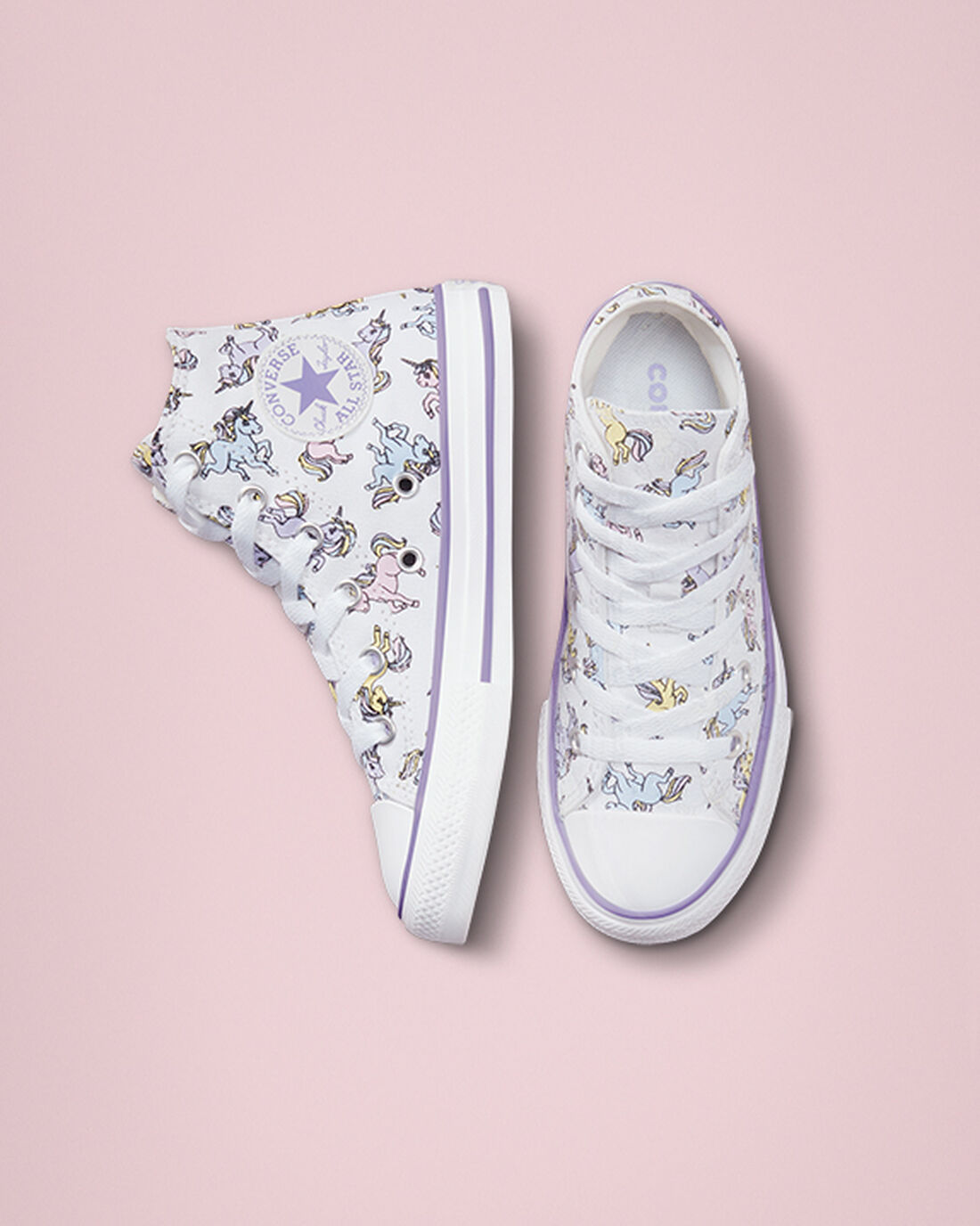 Converse Chuck Taylor All Star Unicorns Höga Sneakers Tjej Vita/Grå Lila | Sverige-90214