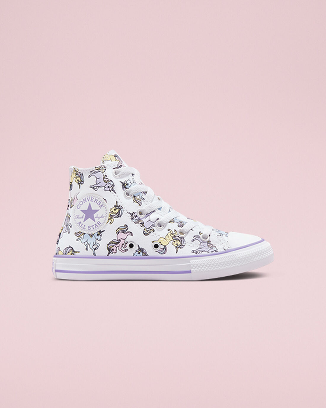 Converse Chuck Taylor All Star Unicorns Höga Sneakers Tjej Vita/Grå Lila | Sverige-90214