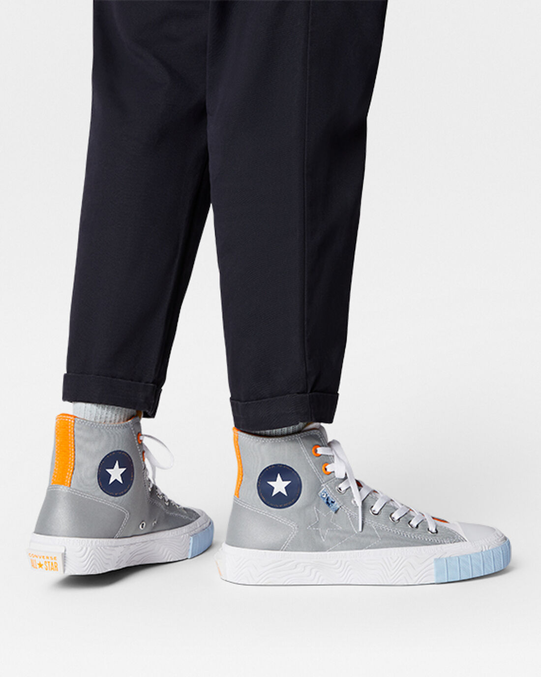 Converse Chuck Taylor Alt Star Reflective Shine Höga Sneakers Herr Grå/Vita/Orange | Sverige-50867