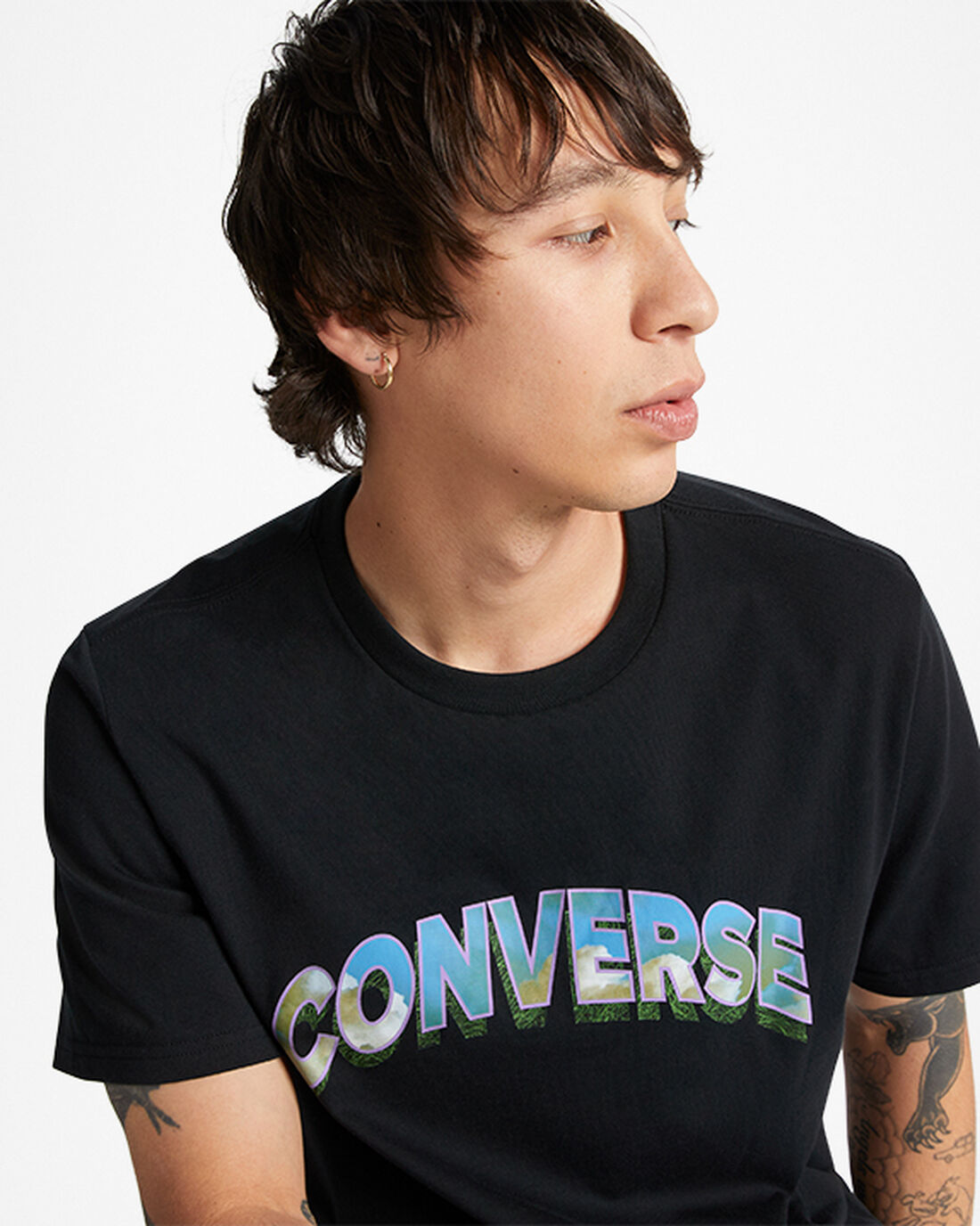 Converse Cloud Fill Logo T-shirt Herr Svarta | Sverige-62017