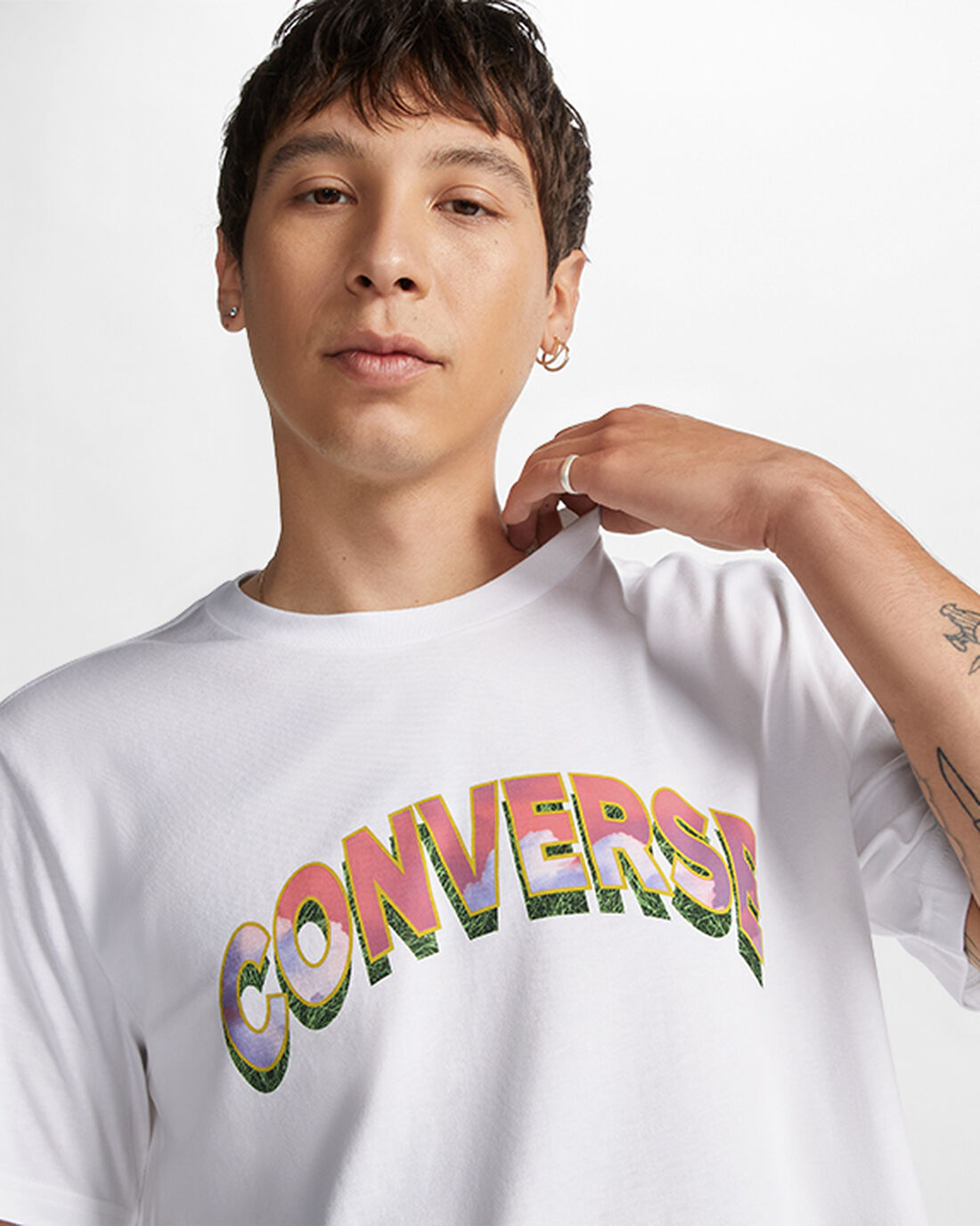 Converse Cloud Fill Logo T-shirt Herr Vita | Sverige-60728