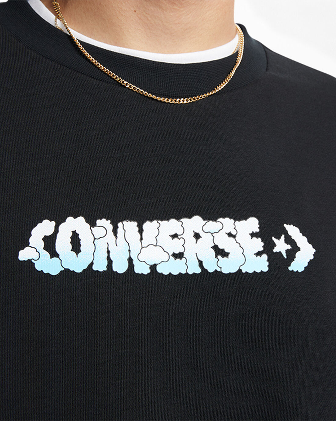 Converse Cloud Graphic Long Sleeve Crew Tröjor Herr Svarta | Sverige-51804