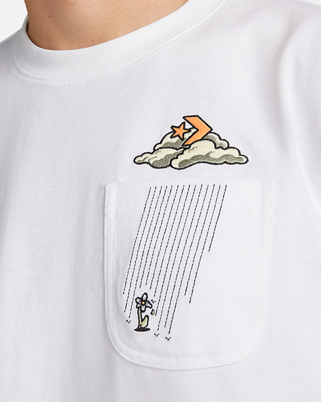 Converse Cloud Pocket Graphic T-shirt Herr Vita | Sverige-90657