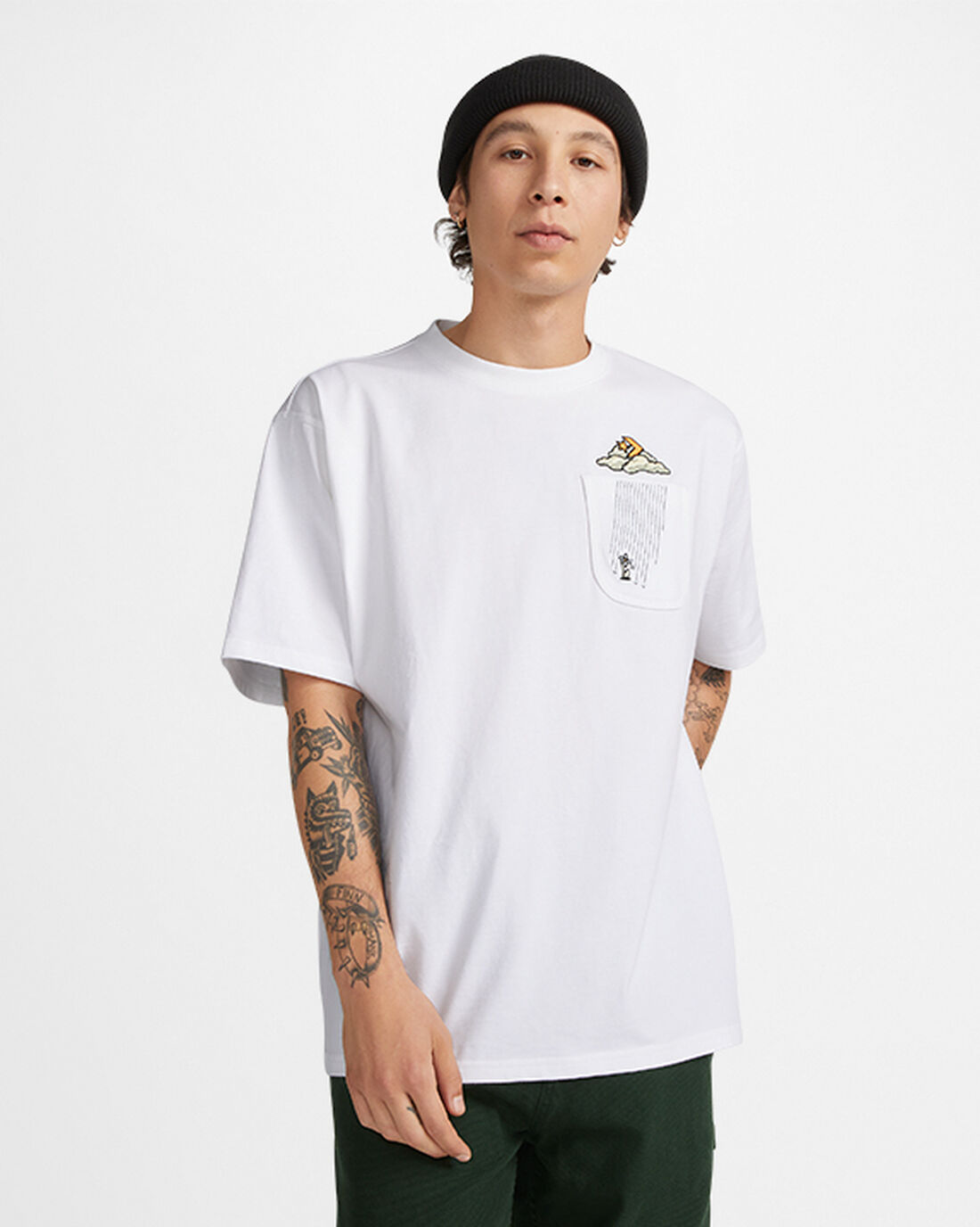 Converse Cloud Pocket Graphic T-shirt Herr Vita | Sverige-90657