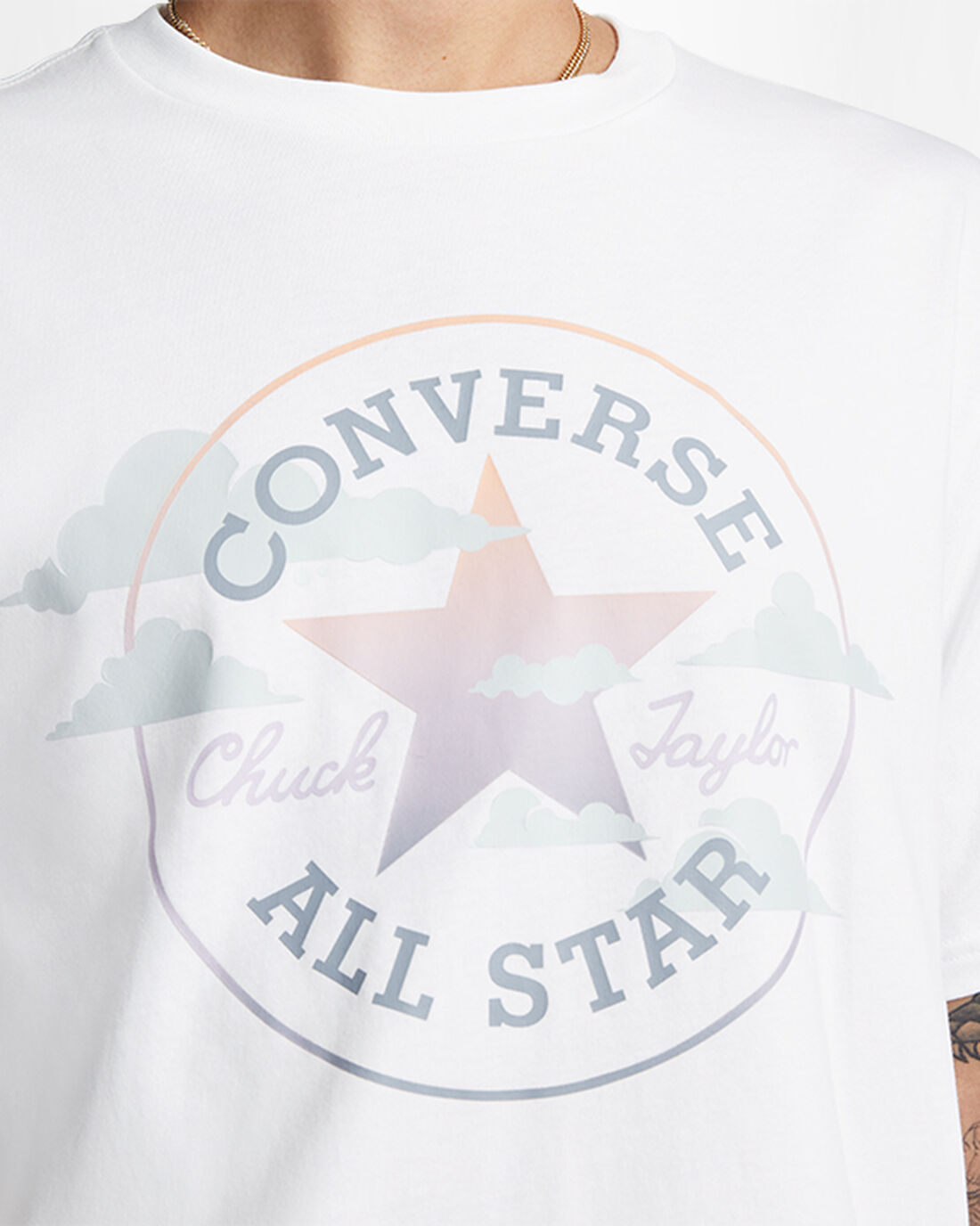 Converse Go-To Clouds Graphic Standard Fit T-shirt Dam Vita | Sverige-54628