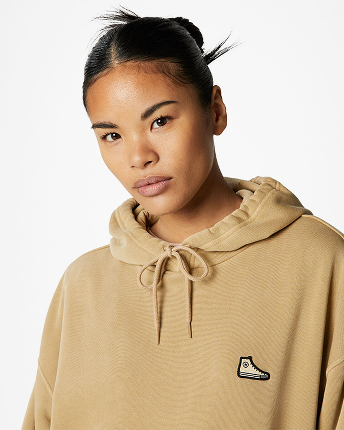 Converse Go-To Sneaker Patch Loose Fit Pullover Hoodie Herr Khaki | Sverige-20753