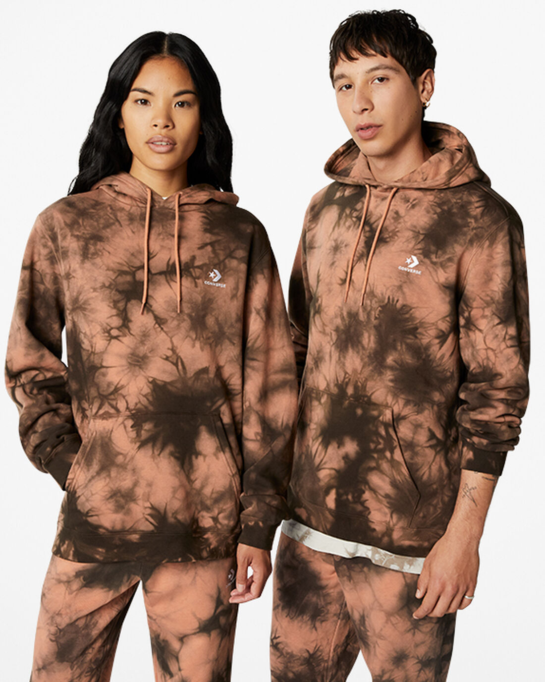 Converse Go-To Star Dyed Standard Fit Fleece Pullover Hoodie Herr Bruna | Sverige-10486