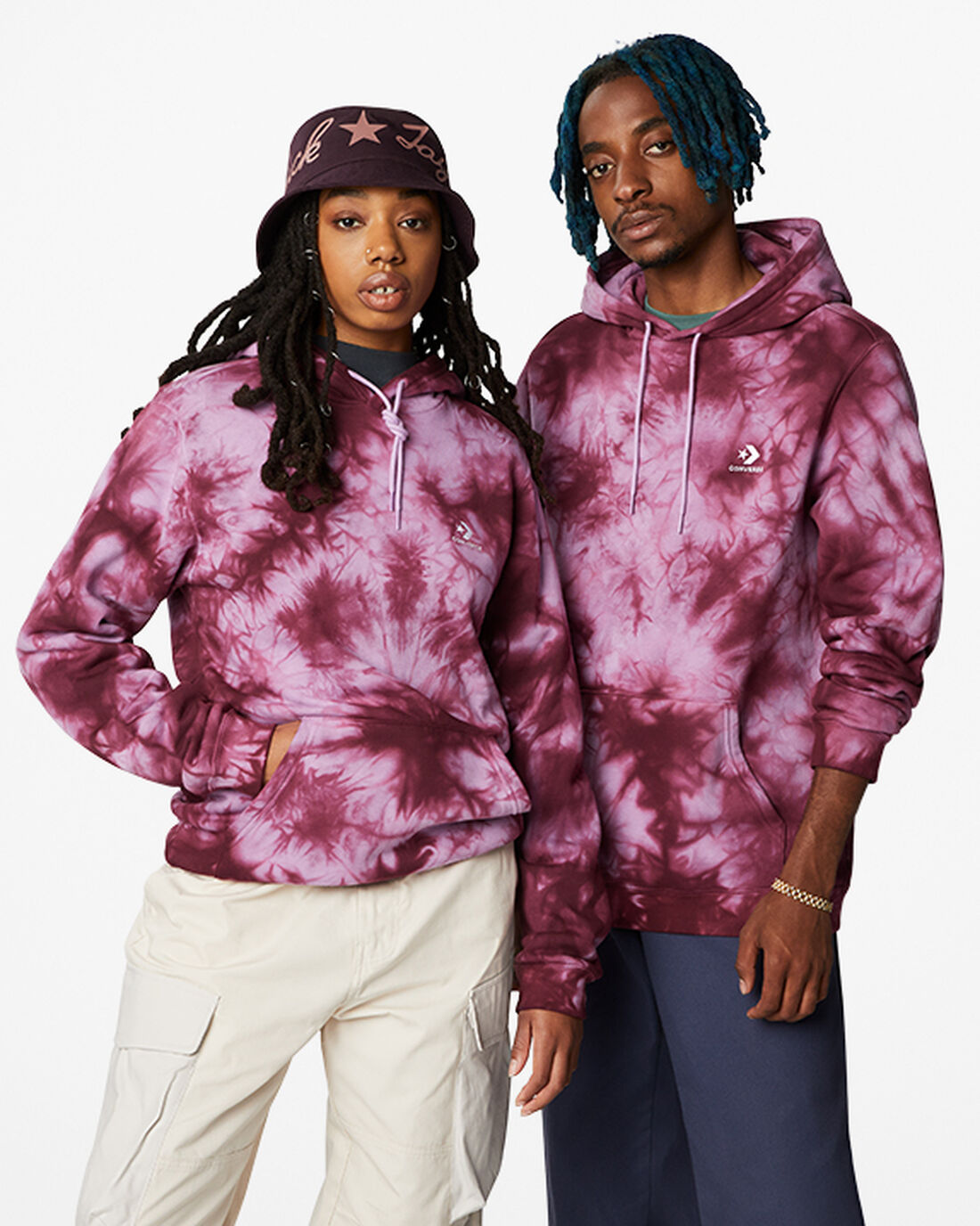 Converse Go-To Star Dyed Standard Fit Fleece Pullover Hoodie Herr Lila | Sverige-26391