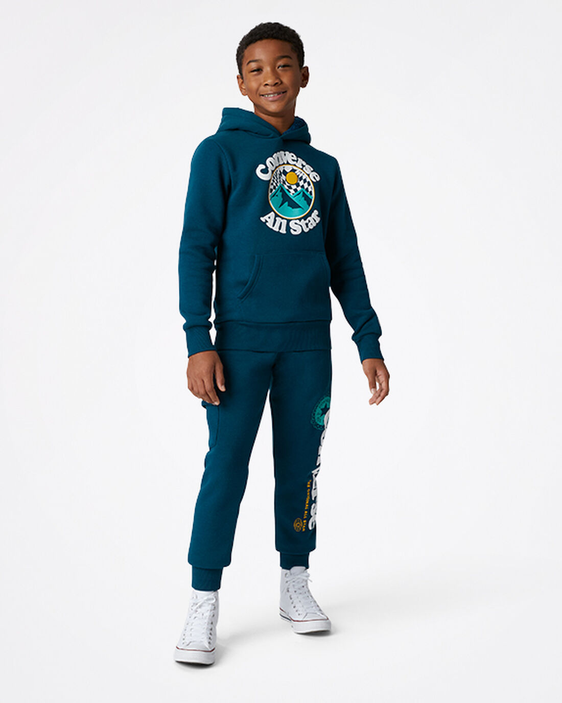 Converse Into The Wild Fleece Pullover Hoodie Pojke Blå | Sverige-01926