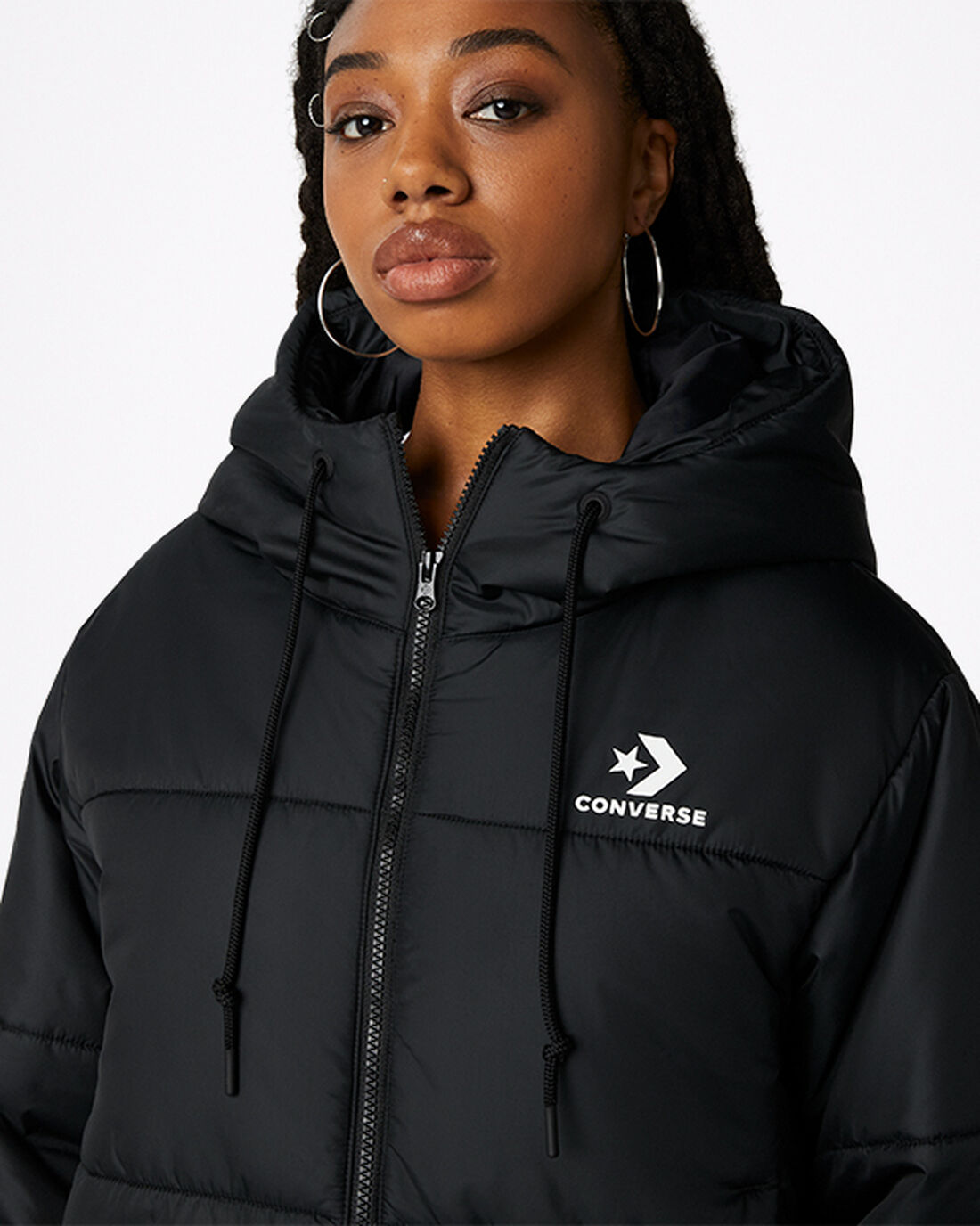 Converse Korta Hooded Puffer Jacka Dam Svarta | Sverige-39745