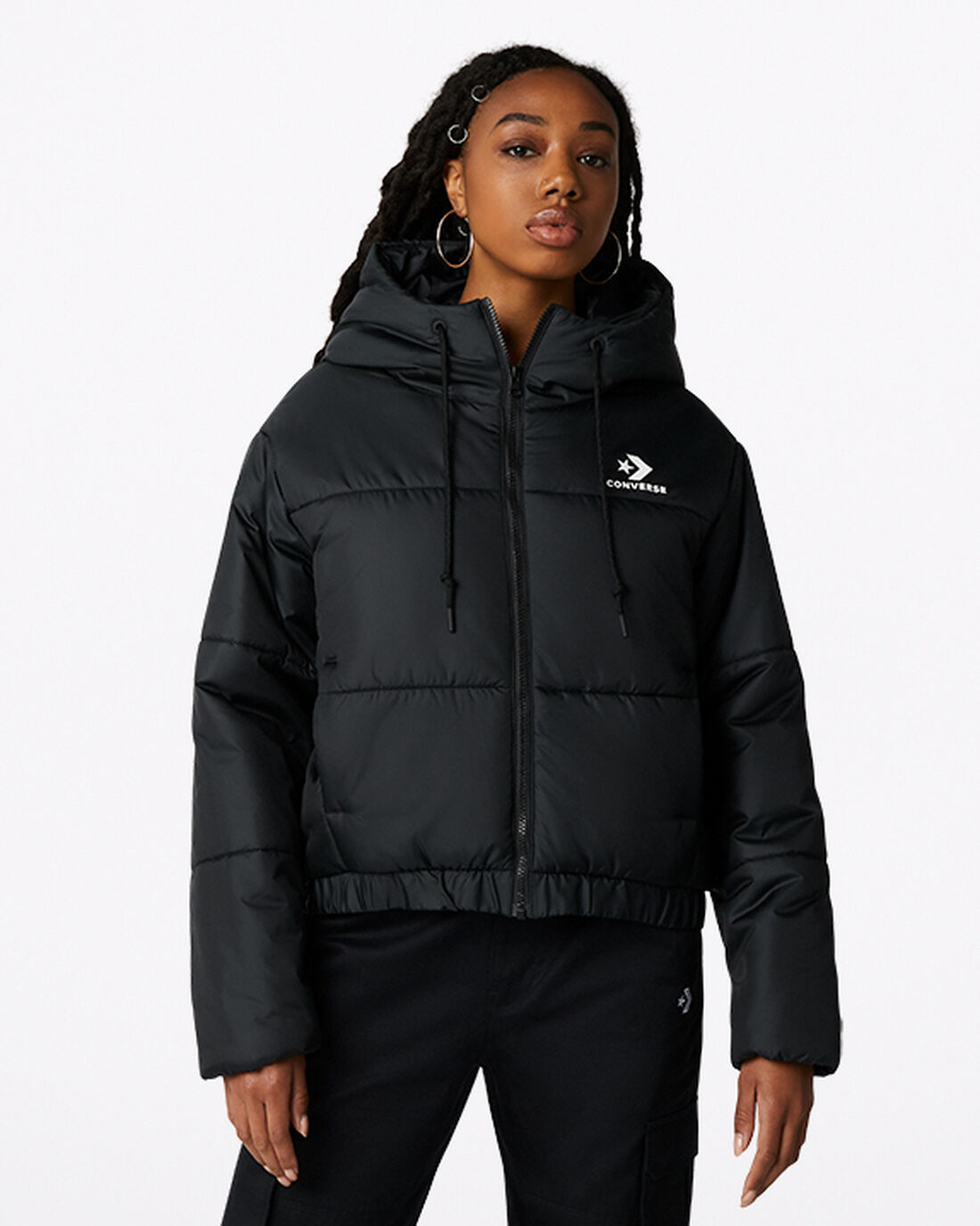 Converse Korta Hooded Puffer Jacka Dam Svarta | Sverige-39745