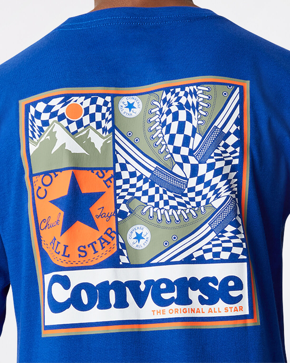 Converse Long Sleeve Sneaker Collage T-shirt Pojke Blå | Sverige-35972