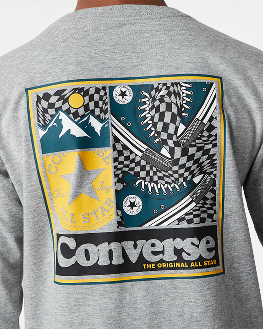 Converse Long Sleeve Sneaker Collage T-shirt Pojke MörkGrå | Sverige-90612