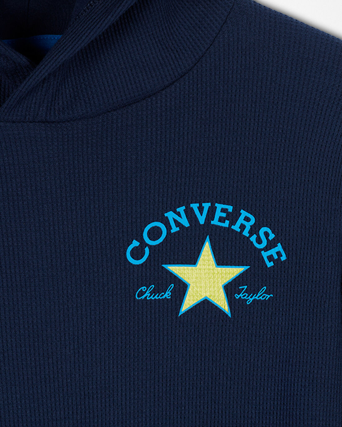 Converse Long Sleeve Waffle Hoodie Pojke Marinblå | Sverige-83690