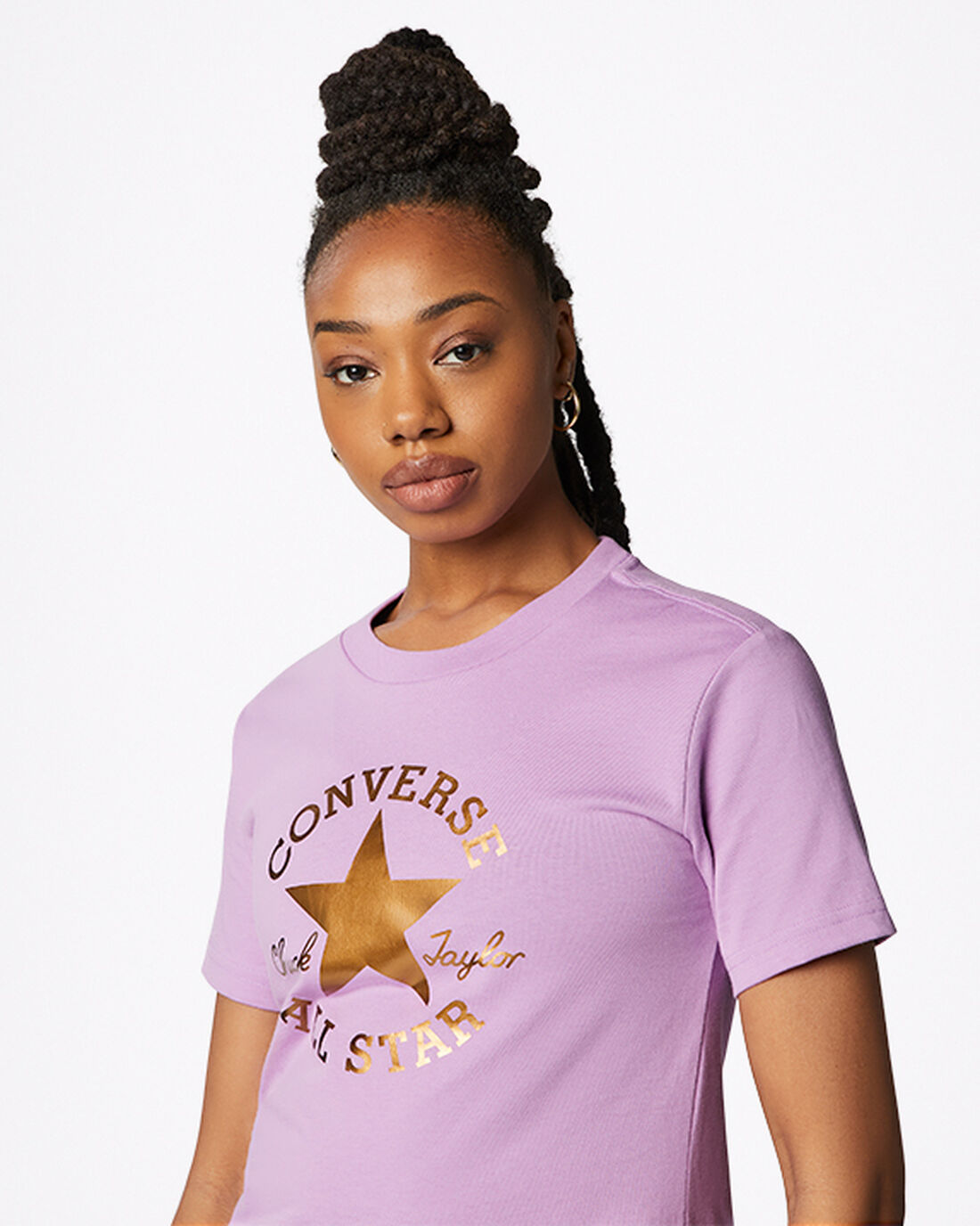 Converse Metallic Chuck Taylor Patch Classic Fit T-shirt Dam Lila | Sverige-94108