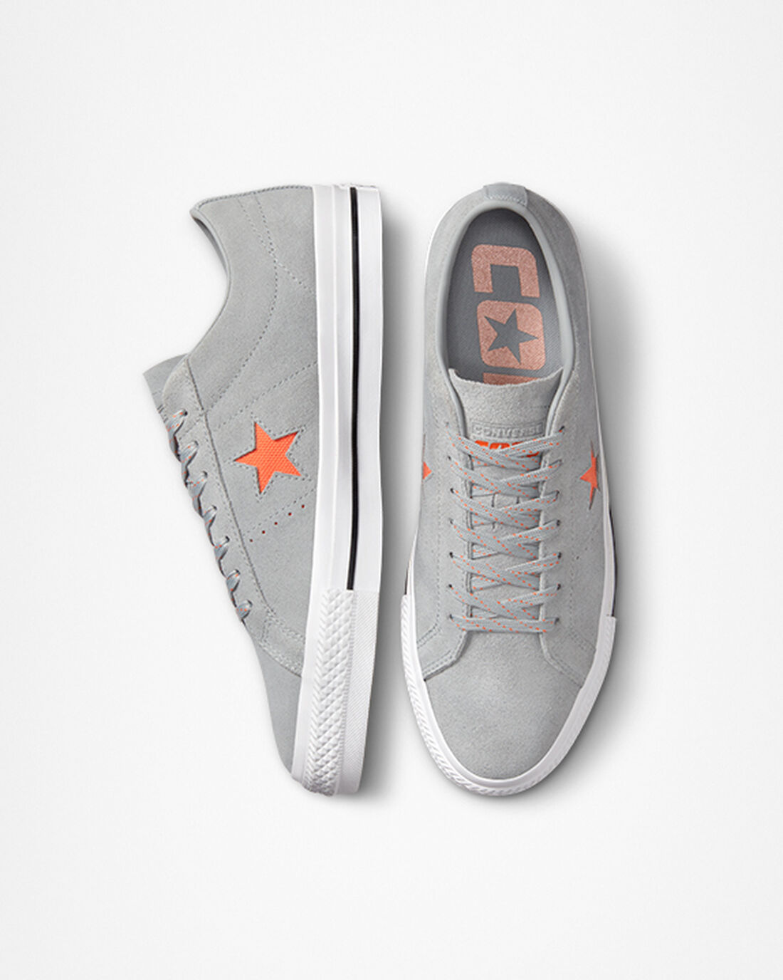 Converse One Star Pro Skateskor Dam Grå/Orange/Vita | Sverige-06289