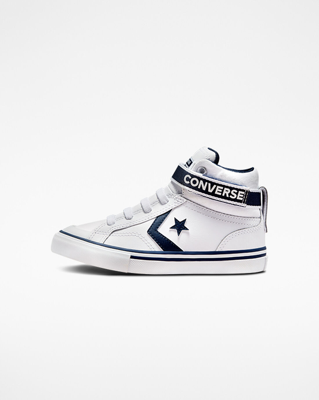 Converse Pro Blaze Rem Easy-On Varsity Club Höga Sneakers Pojke Vita/Marinblå/Vita | Sverige-64091