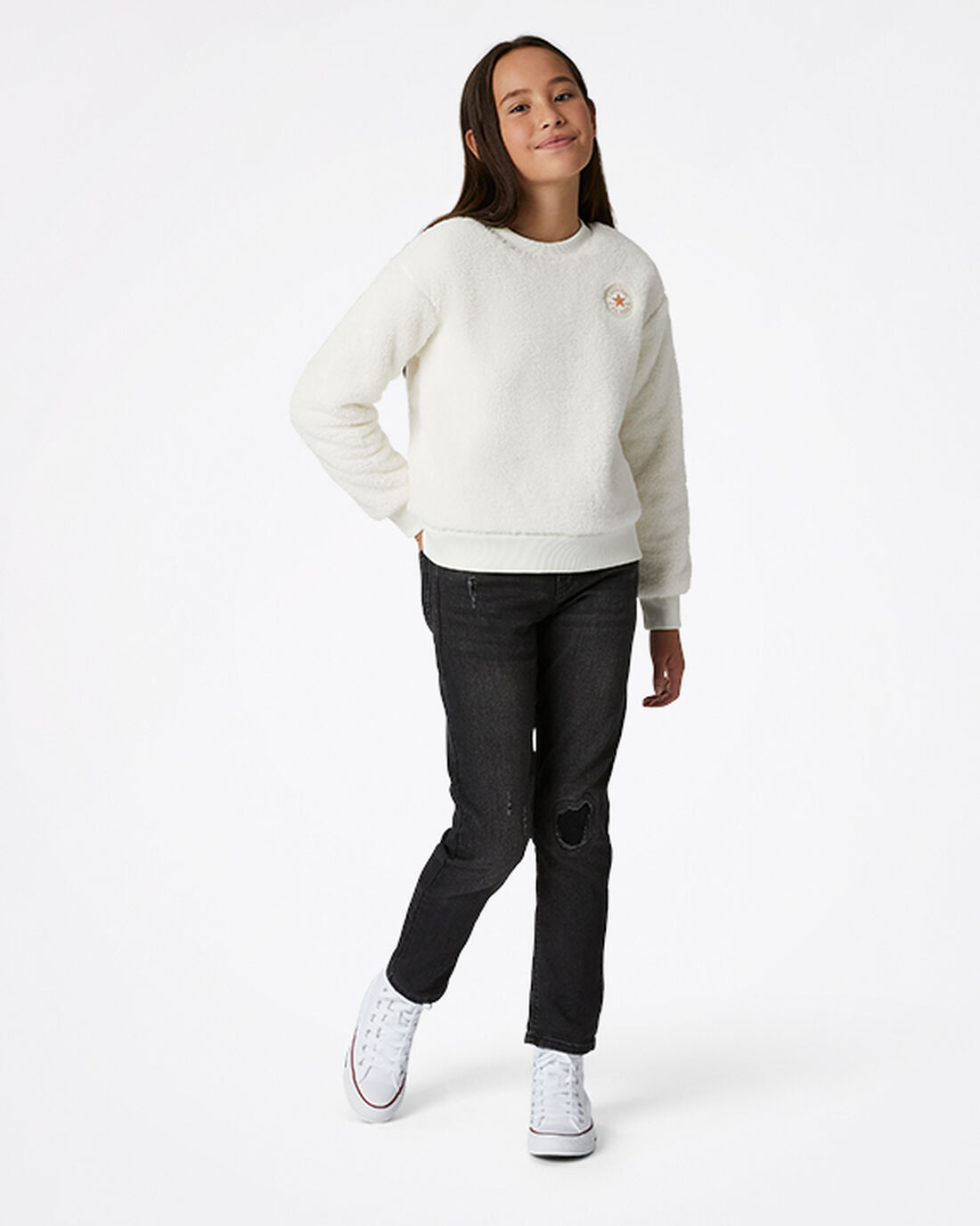 Converse Sherpa Crewneck Tröjor Tjej Beige | Sverige-37105