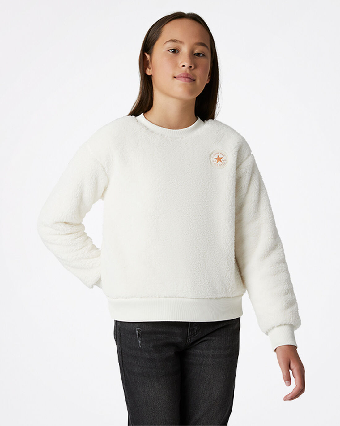 Converse Sherpa Crewneck Tröjor Tjej Beige | Sverige-37105